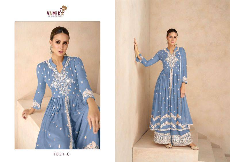 Lakhnavi Vol 6 Gold BY VAMIKA 1031-A To 1031-E Series Beautiful Stylish Sharara Suits Fancy Colorful Casual Wear & Ethnic Wear & Ready To Wear Pure Rayon Printed Dresses At Wholesale Price